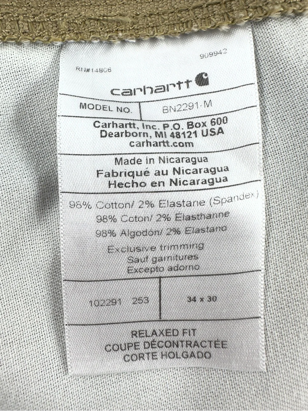 Carhartt Relaxed Straight Rigby Pants In Hickory Mens 34X30 Tan Work Rugged Flex